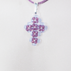 Pendant 30cm - Noga-Mauve Suedine - Pendant 30cm - Laiton argenté